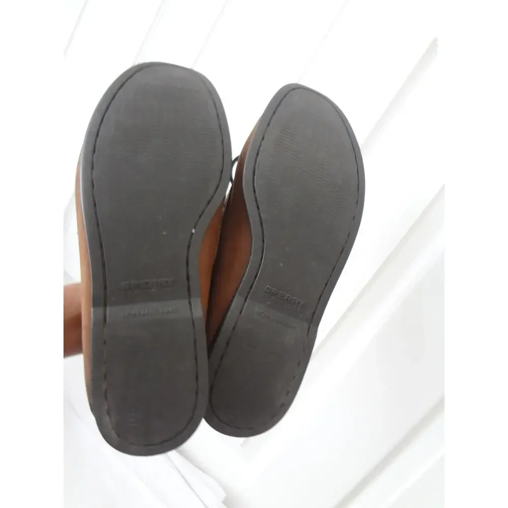 Sperry Top Sider Dark Brown Nubuck Leather Loafer Boat Mens 11W Wide Moc 2 Eye